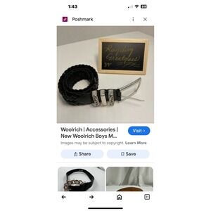 Woolrich Black Braided Leather Belt Silver Ornate Women's Medium